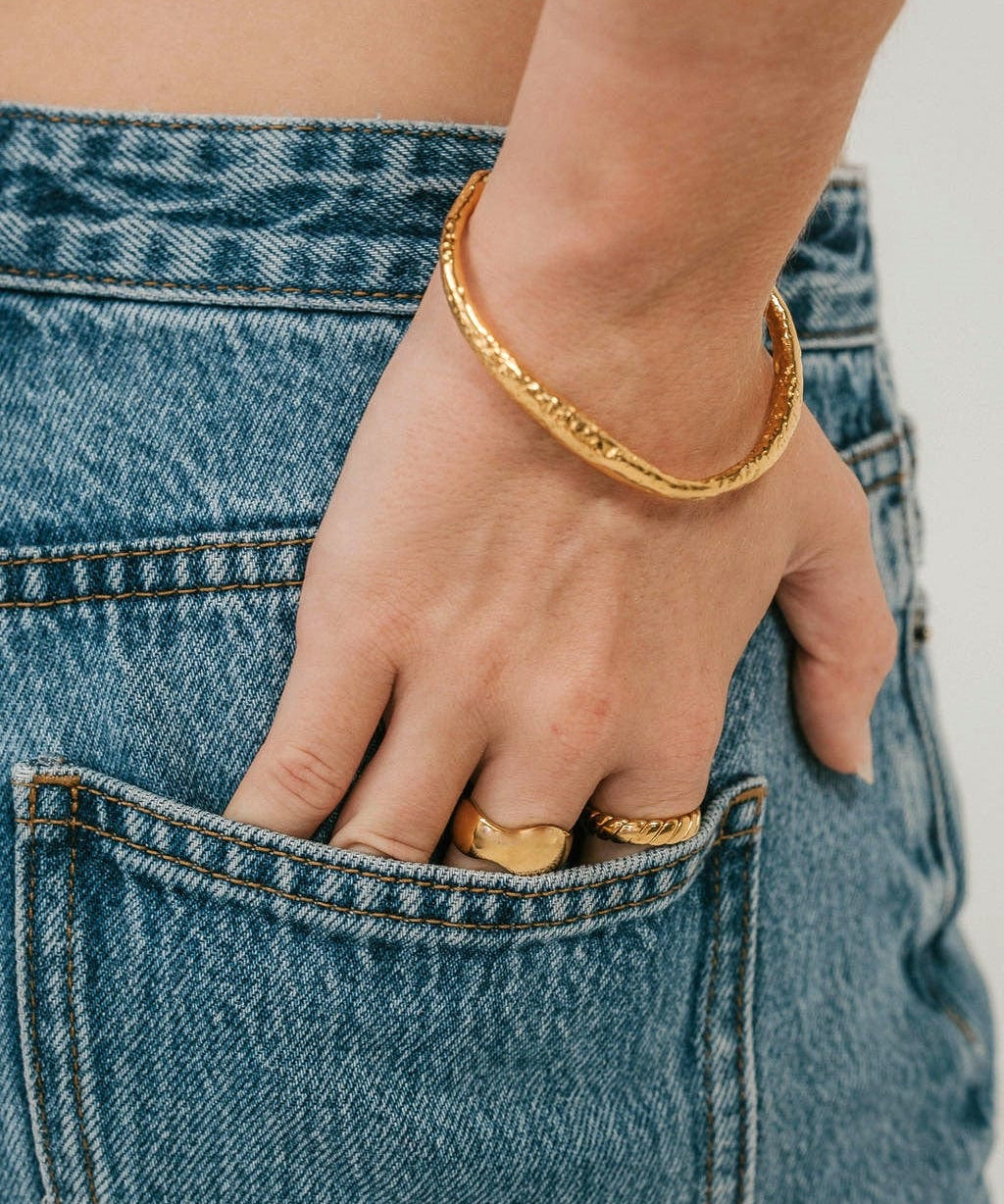 Olive James.  Bangle Holly Hammered Cuff