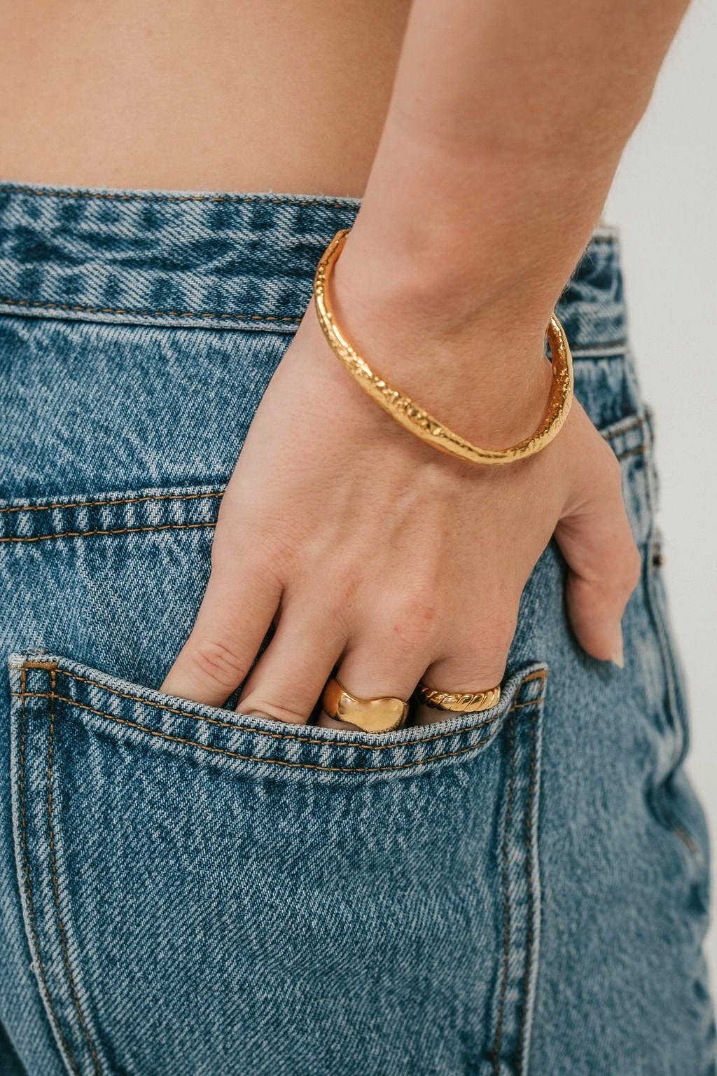 Olive James.  Bangle Holly Hammered Cuff