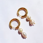 Olive James. Earrings Audrey Pearl Hoops