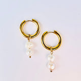 Olive James. Earrings Audrey Pearl Hoops