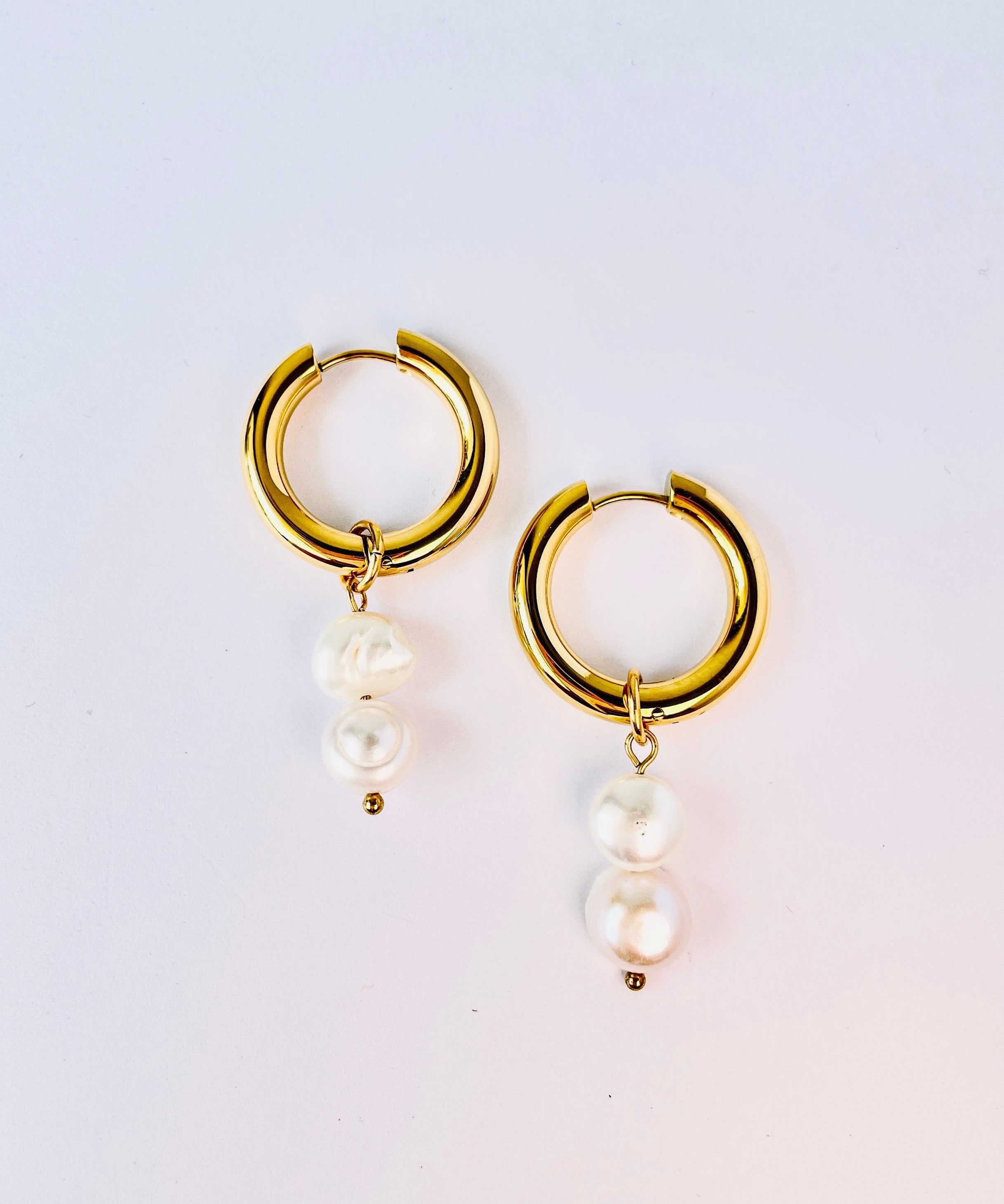 Olive James. Earrings Audrey Pearl Hoops