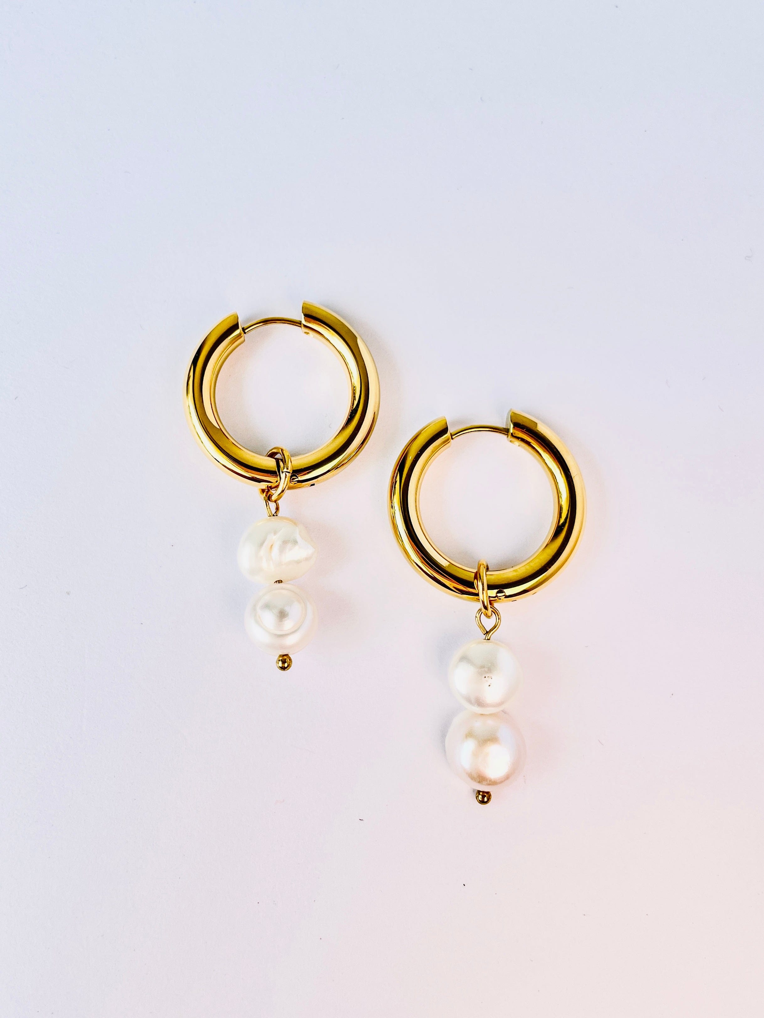 Olive James. Earrings Audrey Pearl Hoops